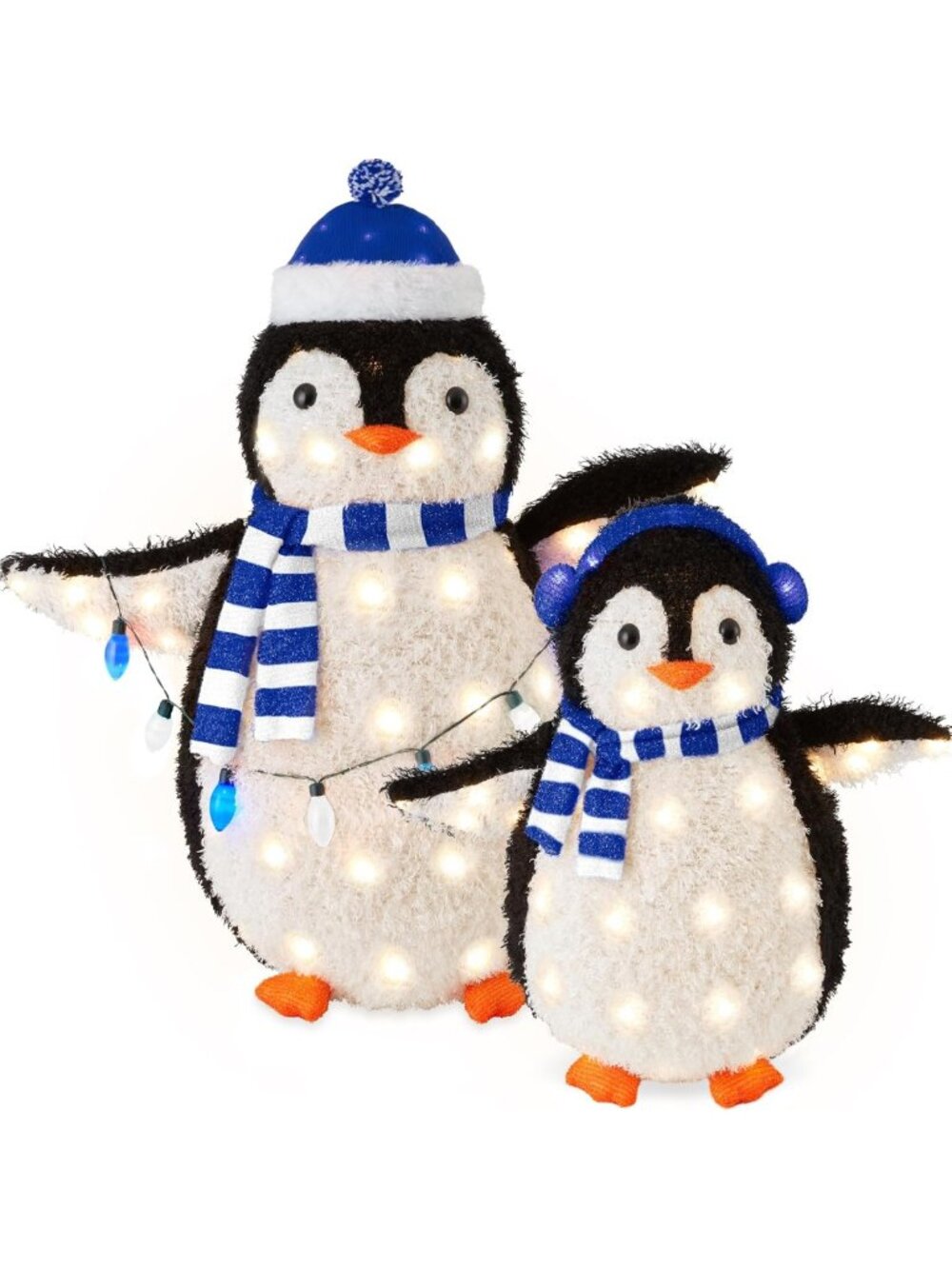 2-Piece Lighted Penguin Family Outdoor Christmas Decoration, 3ft with 150 LED